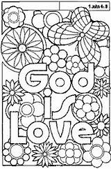 Coloring Pages Bible God Printable Kids Sheets School Sheet Sunday Adult Color Loves Jesus Colouring Quotes Verse Religious Loved First sketch template