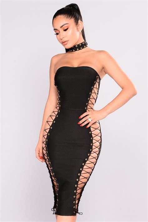 Sexy Stacey Lace Up Dress Black