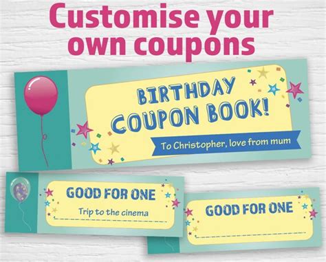 printable birthday coupons editable  instant  etsy