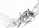 Hut Sketch Mountain Drawing Clipart Alpine Stock Drawings Vector Illustration Huts Pencil Landscape Zeichnen Cottage Wooden Paintingvalley Clipground Dreamstime Coloring sketch template
