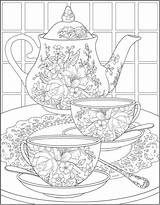 Coloring Pages Tea Dover Publications Visit Time sketch template