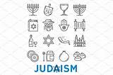 Judaism Symbols Religious Vector sketch template