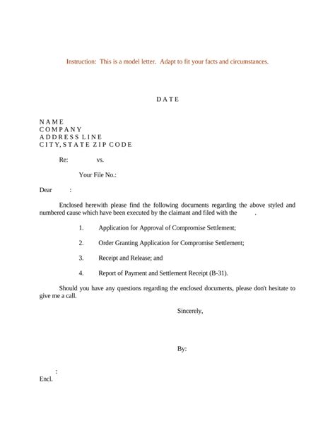 compromise settlement  template pdffiller