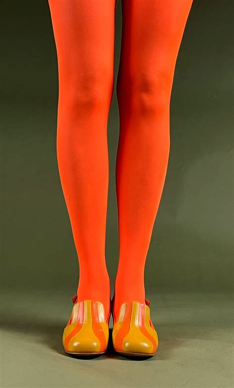 Orange 40 Denier Tights Ladies Vintage Retro 60s – 70s Style – Mod Shoes