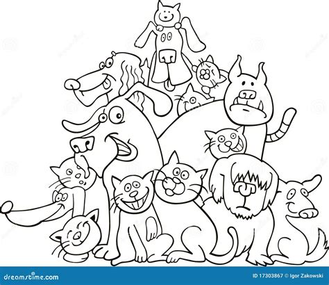 cats  dogs  coloring stock vector illustration  large