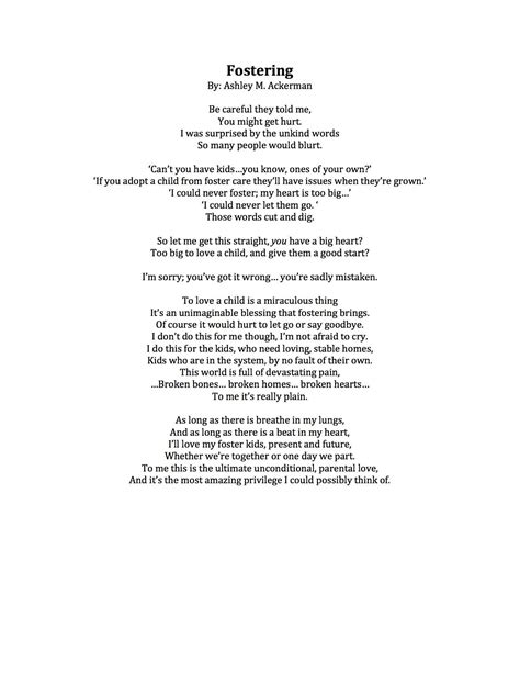 fostering  poem  ashley  ackerman foster care quotes foster
