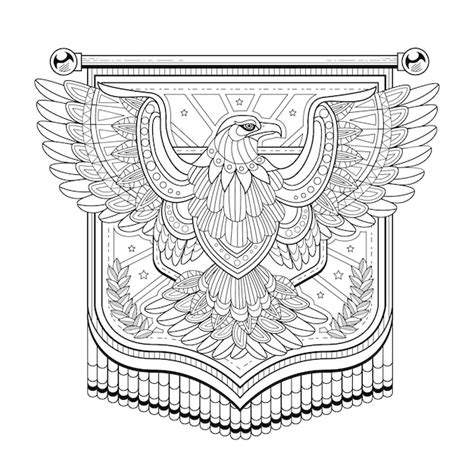 premium vector flying eagle flag coloring page  exquisite style
