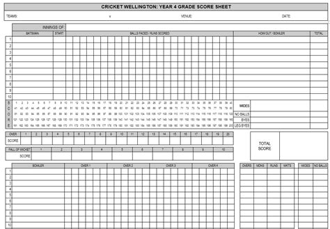 sample cricket score sheet templates printable samples