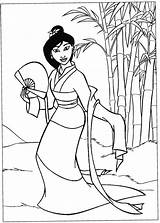Coloring Mulan Bunga Princess Sheet Beautiful sketch template