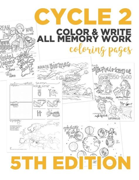 cycle  complete pack  memory work coloring pages  etsy