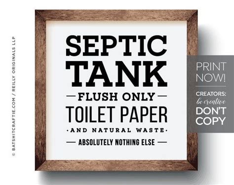 septic tank bathroom sign instant printable flush  etsy