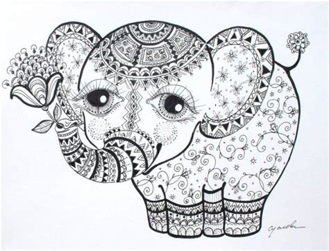 bohemian elephant coloring coloring pages