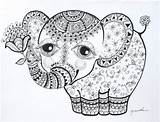 Coloring Pages Elephant Adult Mandala Mandalas Printable Abstract Tattoo Sims Colouring Baby Doodle Cute Animals Animal Sheets Ornamented Eyed Human sketch template