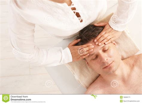 Man Getting Relaxing Head Massage Stock Image Image Of