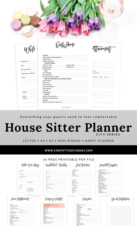 house sitter printable planner letter rings discs  large etsy