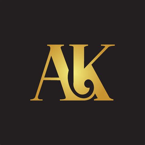 initial letter ak logo desig ak letter logo design gold color  black