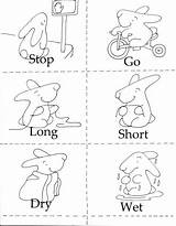 Opposites Coloring Pages Kids Preschool Printables Opposite Color Worksheets Preschoolers Printable Print Words Activities School Crafts Pre English Learning Sweet sketch template