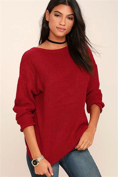 red sweater oversized sweater backless sweater