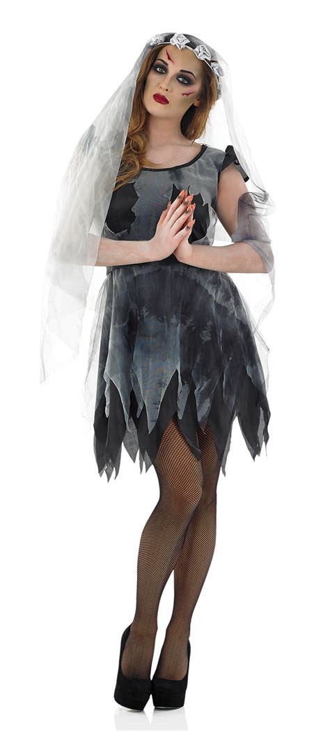 black corpse ghost zombie bride ladies fancy dress