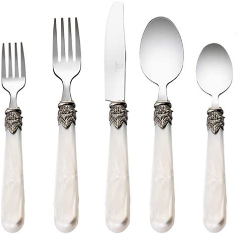 stainless steel silverware set  piece royal flatware set  white