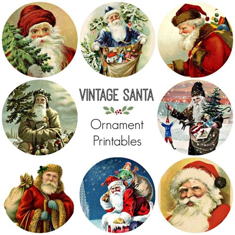 vintage santa ornaments  printable town country living