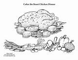 Chicken Dinner Coloring Roast Drawing Roasted Getdrawings sketch template