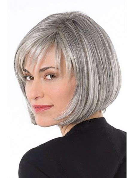 Lace Front Mono Grey Short Straight Synthetic Hair Wigs
