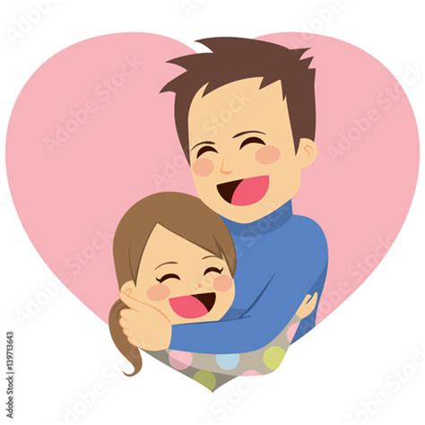 cute little daughter hugging dad celebrating father s day vector de
