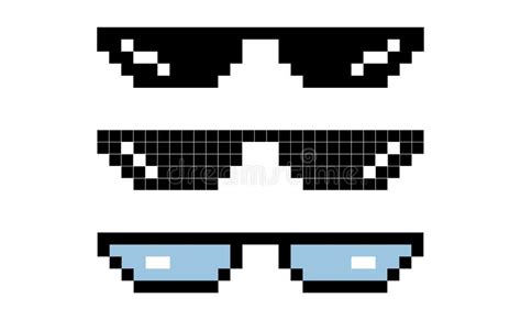 Black Thug Life Meme Like Glasses In Pixel Art Stock