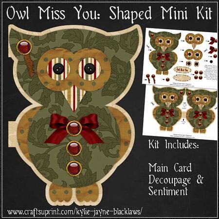 owl   shaped card mini kit cup craftsuprint