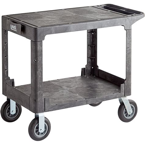 lavex large black  shelf utility cart  flat top built  tool