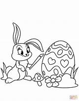 Easter Bunny Coloring Pages Cute Egg Painting Printable Print Drawing Color Supercoloring Book Dot sketch template