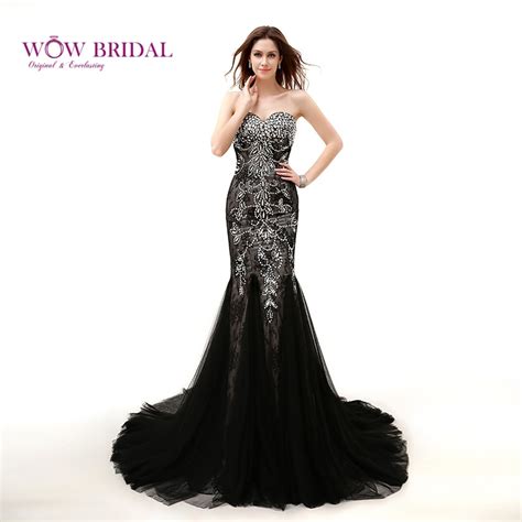 wowbridal sexy black evening dress 2016 sweetheart strapless crystal