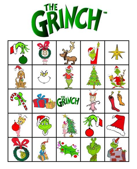 printable grinch bingo school christmas party printable bingo