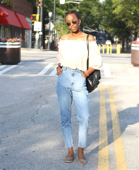 Styling The Off Shoulder Top And High Waisted Jeans