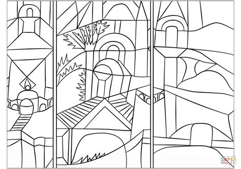 temple garden  paul klee coloring page  printable coloring pages