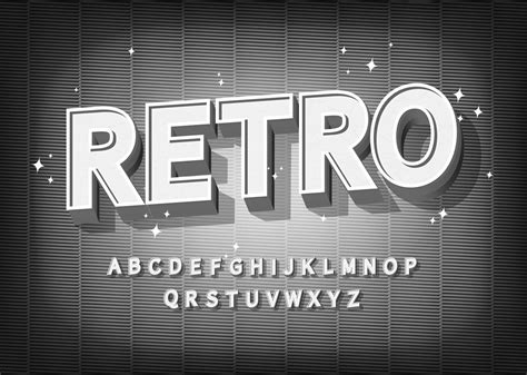 retro font effect  cinema styled alphabet  vector art