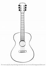 Guitar Drawing Draw Acoustic Sketch Outline Drawings Step Simple Instruments Musical Easy Guitars Tutorial Para Guitarra Sketches Learn Line Result sketch template