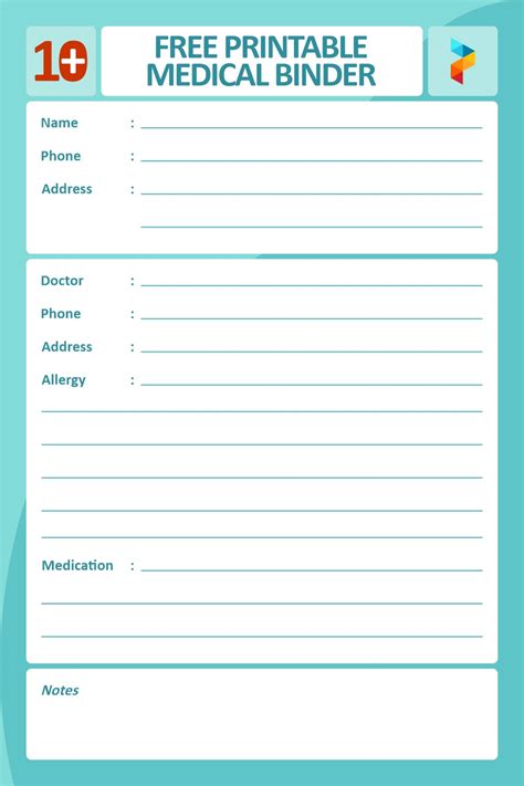 downloadable  printable medical binder forms