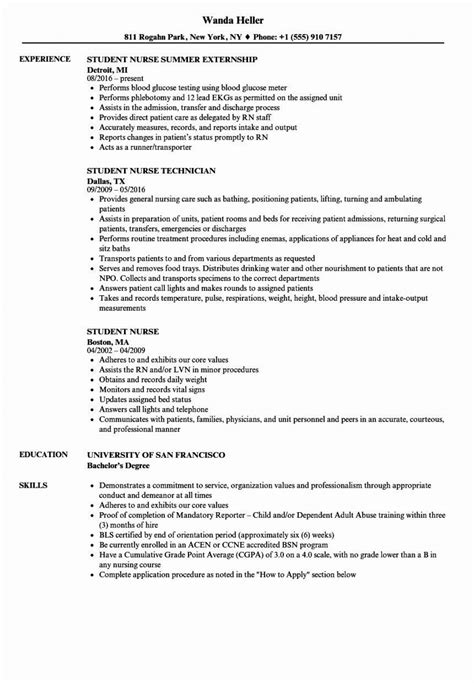 nurse extern resume template