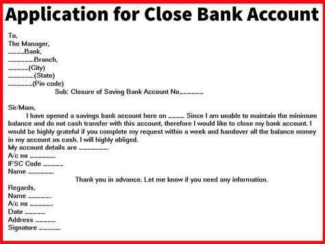 bank account closing letter application  closing bank account