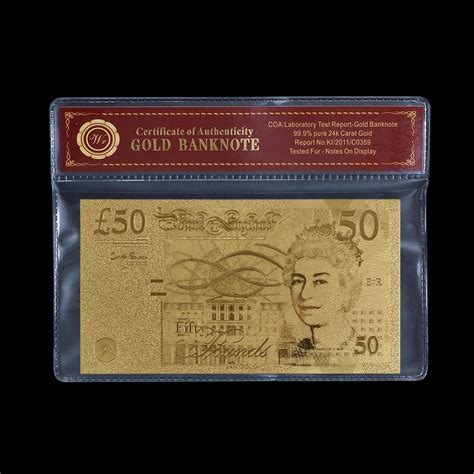 buy engraved exquisite bank note normal gold foil plated uk pound gold