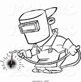 Welder Coloring Outlined Toonaday Clipground Vecto sketch template