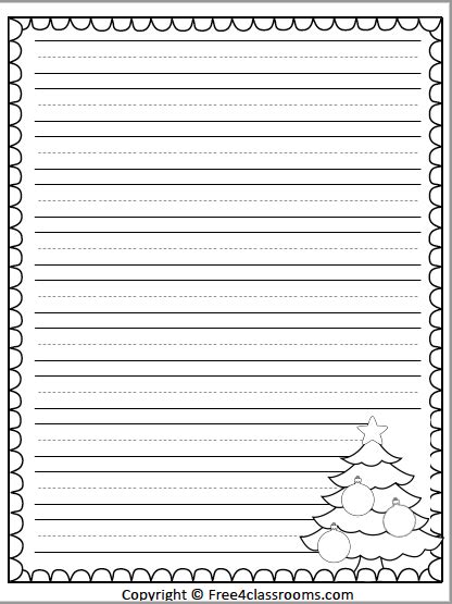 christmas tree primary lines writing paper freeclassrooms