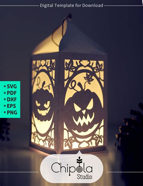 halloween pumpkin lantern digital downloadable template paper star