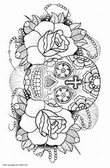 Coloring Skull Pages Adults Printable Sugar Book Adult Skulls Print Colouring Tattoo Detailed Mandala Choose Board sketch template
