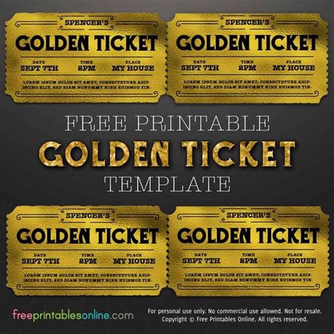 customizable golden ticket template  printables  golden