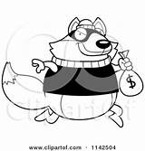 Fox Robbing Cartoon Clipart Bank Cory Thoman Outlined Coloring Vector 2021 sketch template