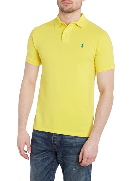 Polo Ralph Lauren Slim Fit Polo Shirt In Yellow For Men Lyst