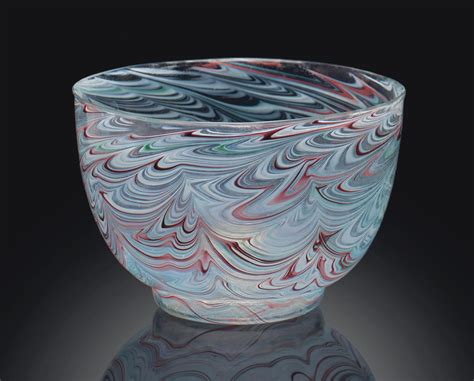 A Very Rare Small Swirled Multi Colored Glass Bowl 18h 19th Century